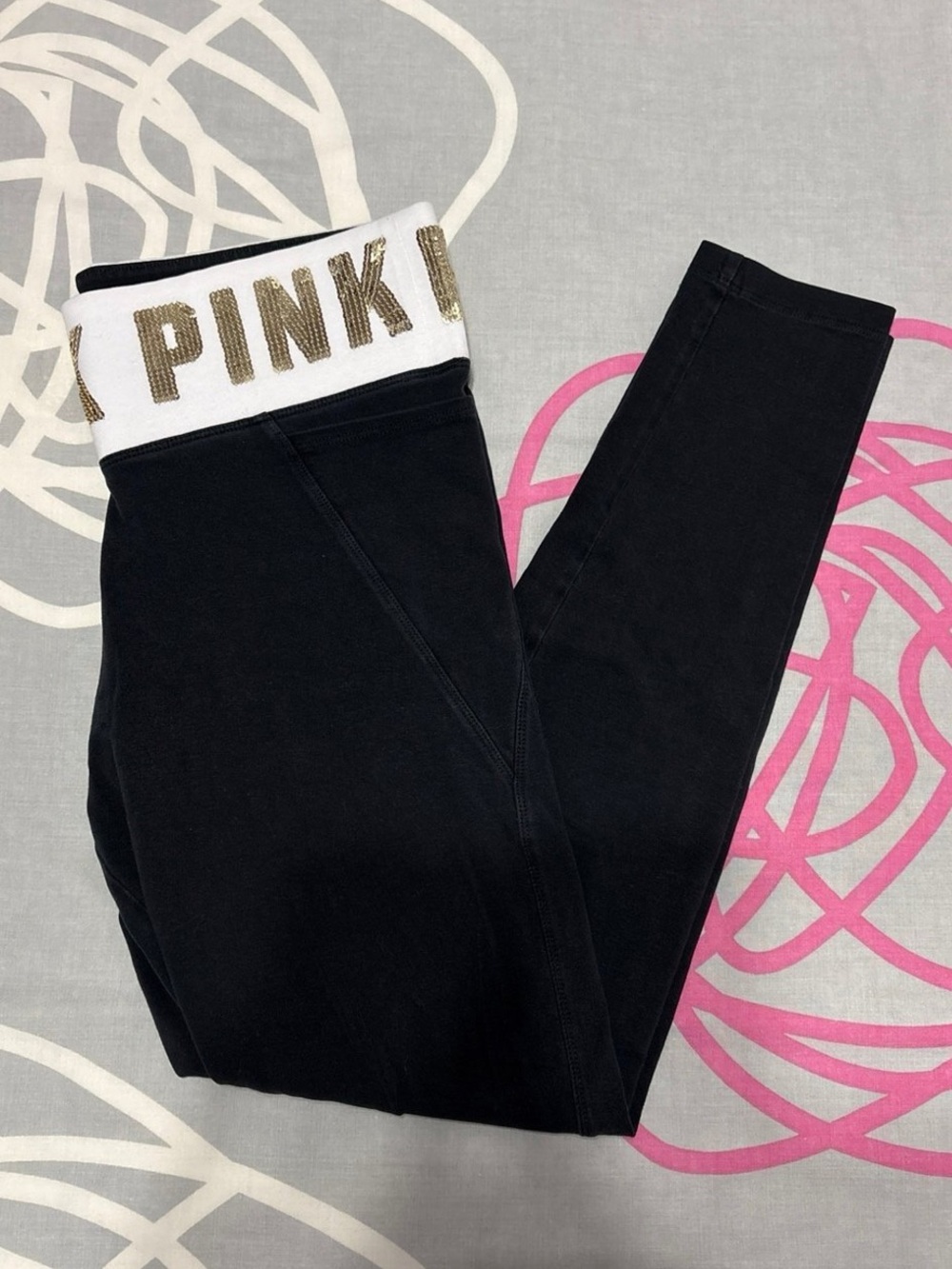 Victoria’s Secret PINK Gold Sequin Yoga Leggings